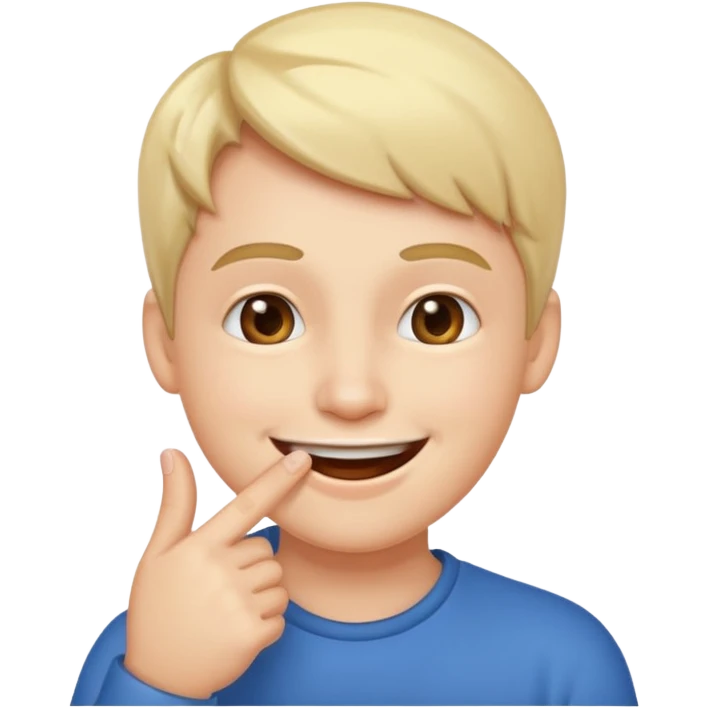 Smiley face with finger in mouth ￼ emoji