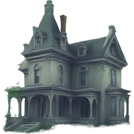 Romantically overgrown Haunting graveyard grass field Victorian mansion emoji