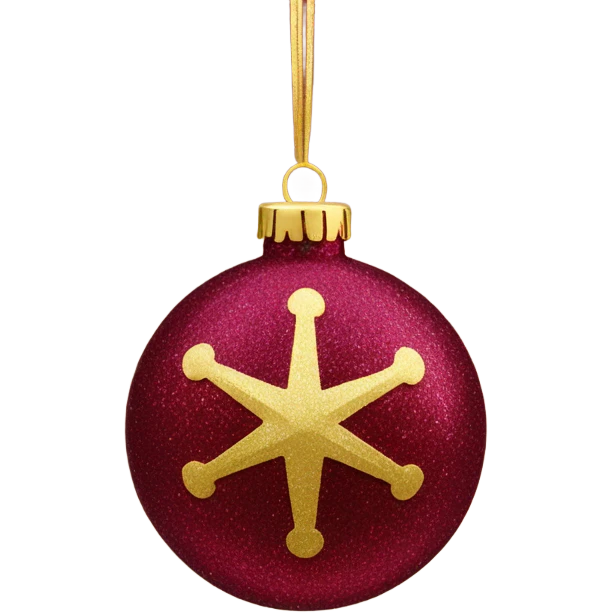 Burgundy red glitter chirstmas ornament with gold snowflake emoji