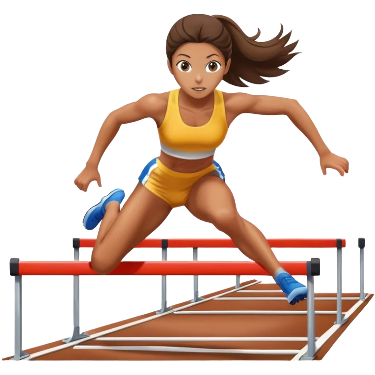 Hurdler girl going over a hurdle white and brunette emoji