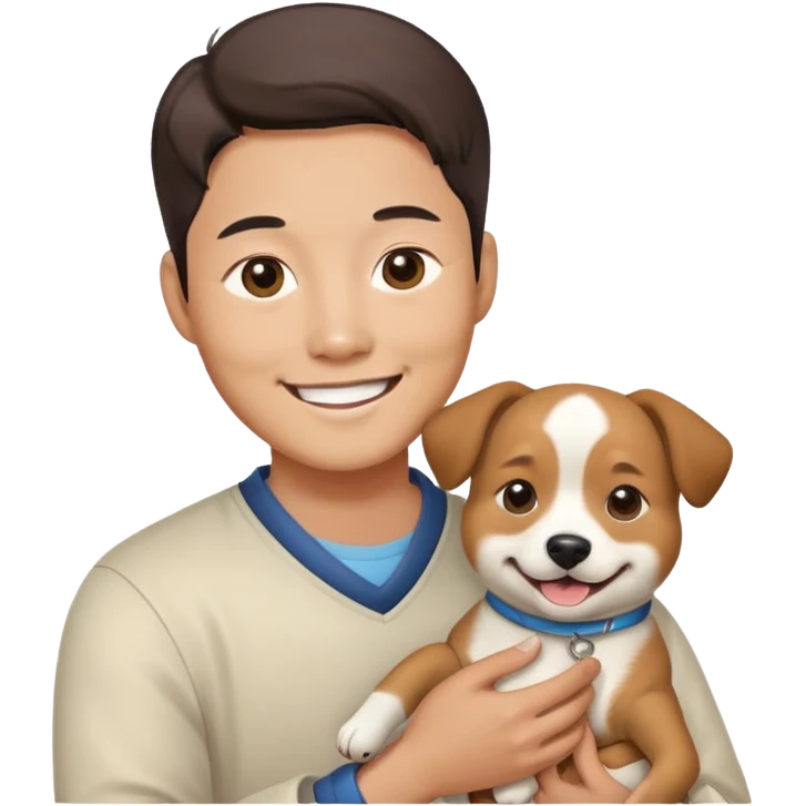 A korean man likes dog emoji