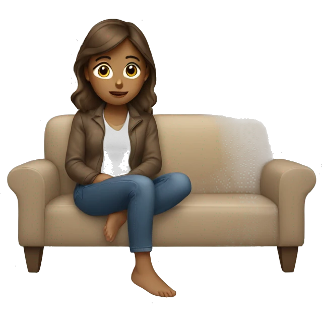 Girl with brown hair sitting on couch emoji