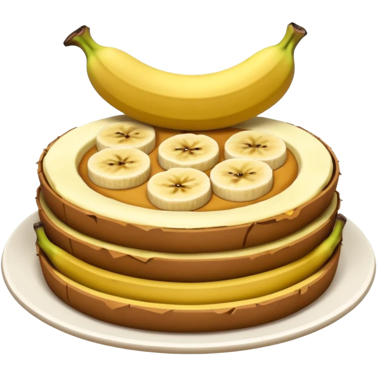 Panquecas em um prato redondo com rodelas de banana emoji