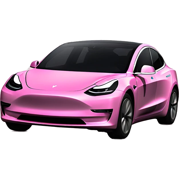 Pink Tesla model 3 inside emoji