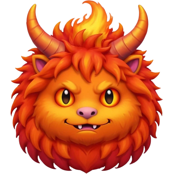 Sleepy cute fluffy flaming monster emoji