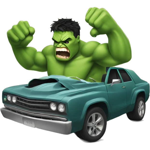 Vengeful hulk smashing and tearing a car in half emoji