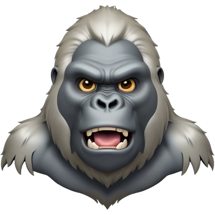 Cinematic Comical Silverback Gorilla Portrait Emoji, Head tilted dramatically with an exaggeratedly shocked expression, featuring a stately silver mane and wide, comically expressive eyes full of humorous disbelief, Simplified yet hilariously expressive features, highly detailed, glowing with a slightly sassy jungle glow, high shine, dramatic yet playful, stylized with an air of quirky primate attitude, soft glowing outline, capturing the essence of a meme-worthy silverback that appears ready to side-eye its way into viral fame! emoji