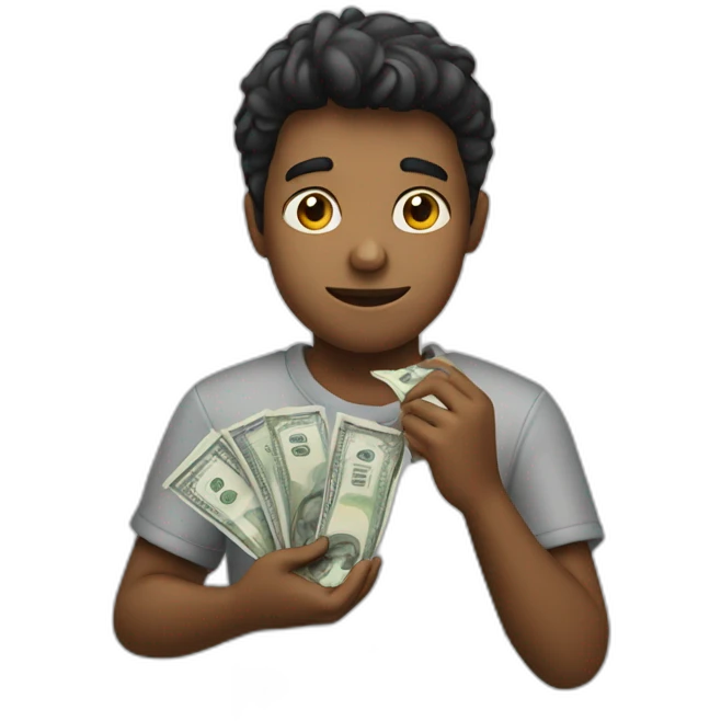 a boy counting money in his hand emoji