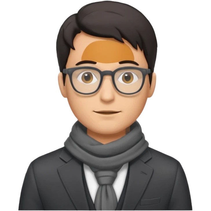 gray scarf male dark hair with suit glasses emoji
