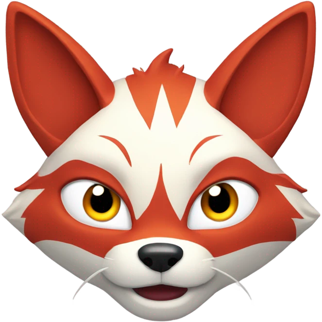 Red and white katsune head amazed emoji