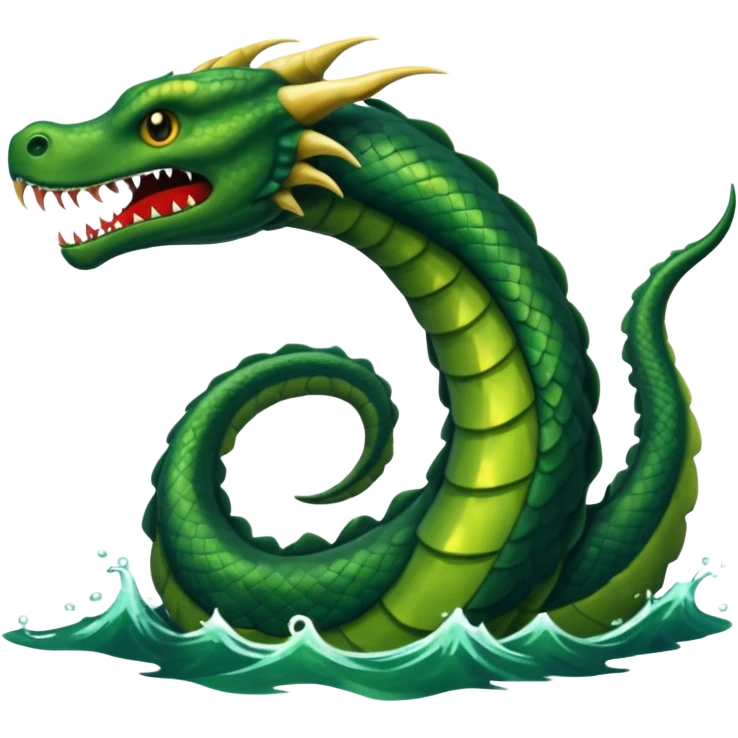 Sea Serpent – Long green snake-like monster rising from water emoji