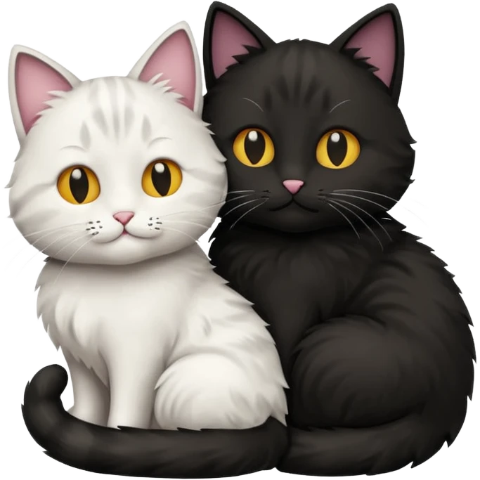 Two Cats cuddling one black one white emoji