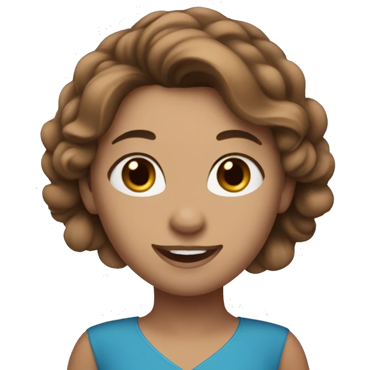 Ice skater, skating wearing a blue dress with brown hair emoji
