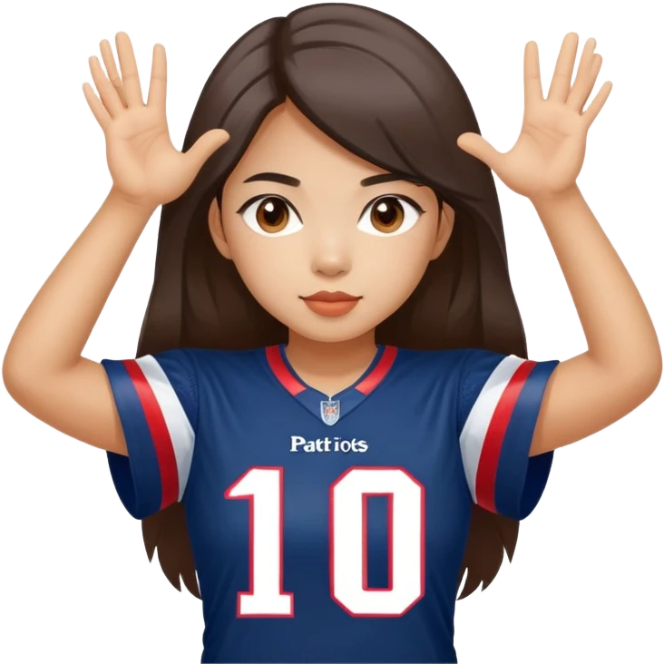 Vietnamese girl in patriots jersey number 10 emoji