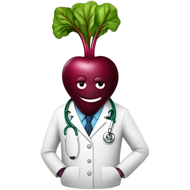 A beetroot with a stethoscope around it. emoji