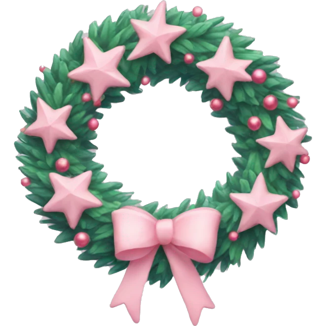 Pastel pink Christmas wreath emoji