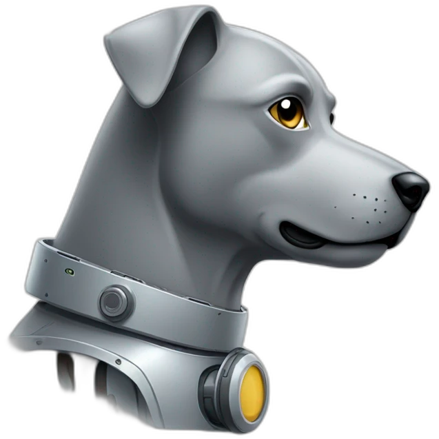 grey  robot side profile and dog emoji
