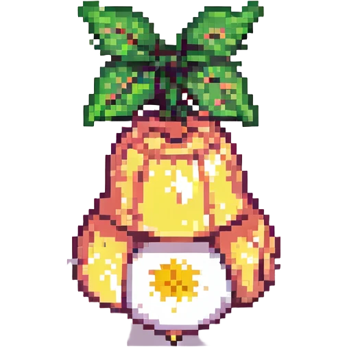Peach bell in pixel art style, retro and nostalgic, simple and recognizable, no text emoji