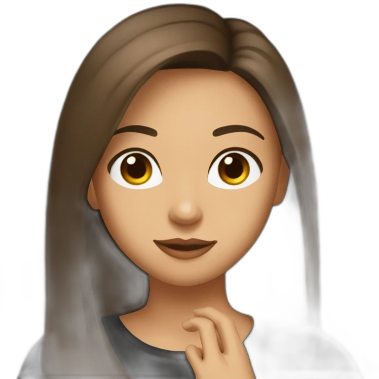A brunette woman with shoulder-long hair with brown eyes in a black t-shirt chugging down a shot of Rakija emoji