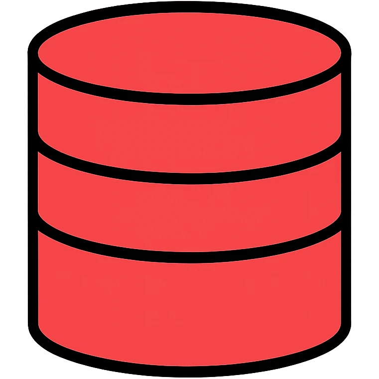 A red cylindrical database icon with horizontal lines emoji