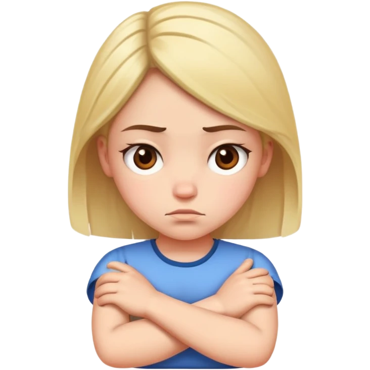 Angry girl with crossed arms, frowning face emoji
