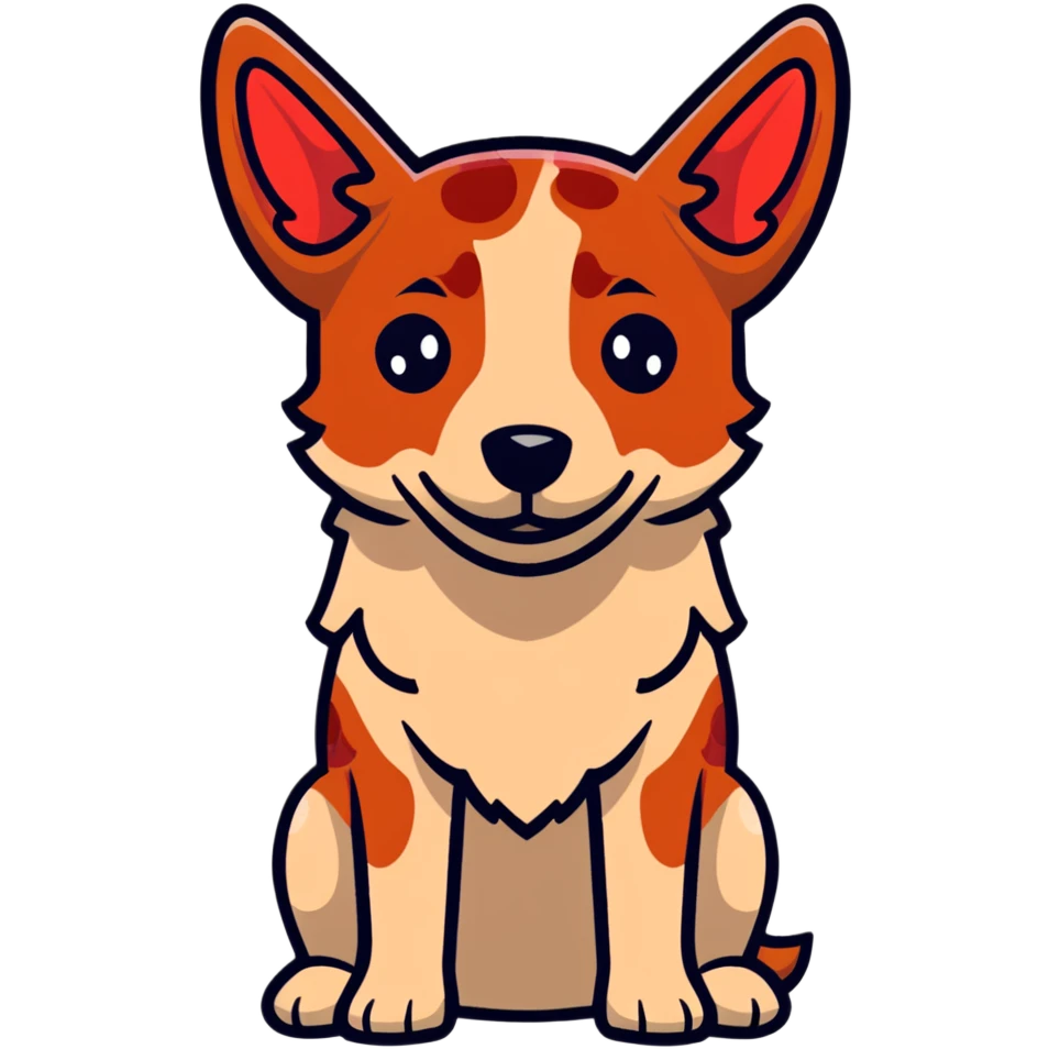 cute red heeler cattle dog head with characteristic red speckled coat and alert expression emoji