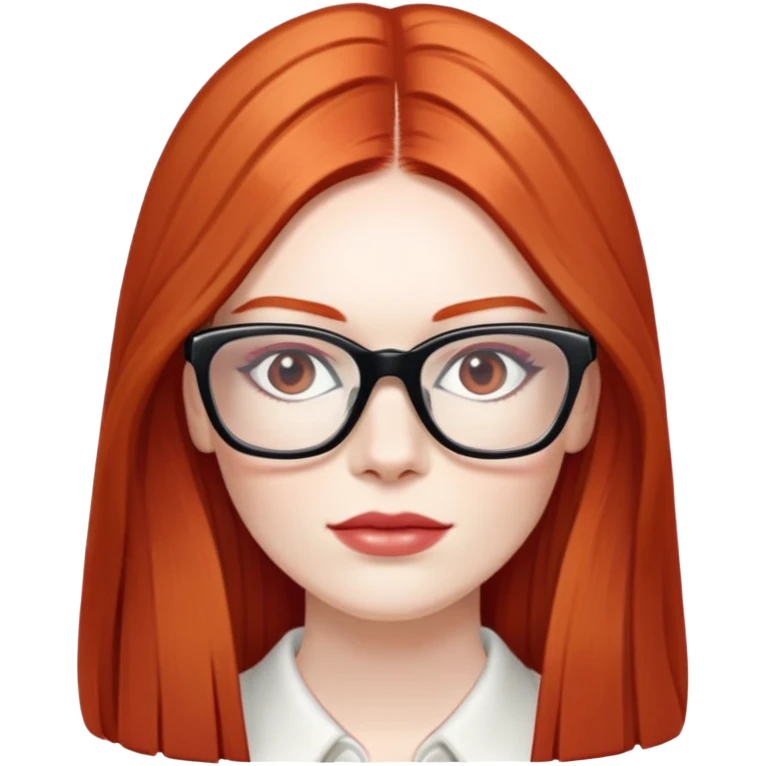 Red head long straight hair pale skin Chanel wearing glasses emoji