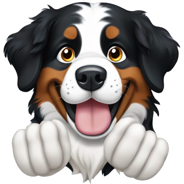 Bernese mountain dog paw waving emoji