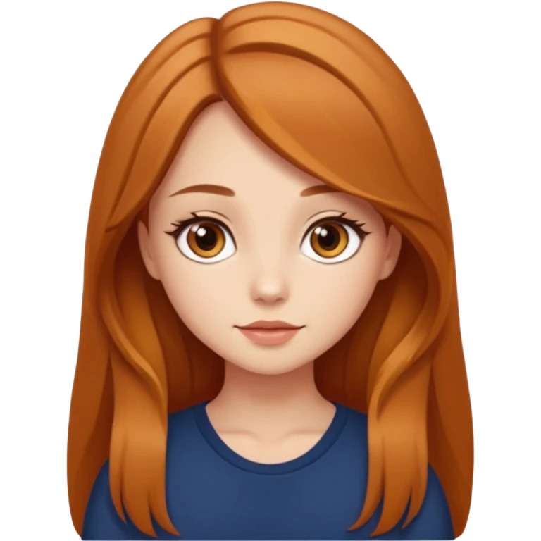 Cute girl with auburn waist length long hair caramel eye emoji