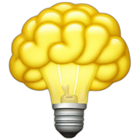 yellow lamp with brain shine emoji