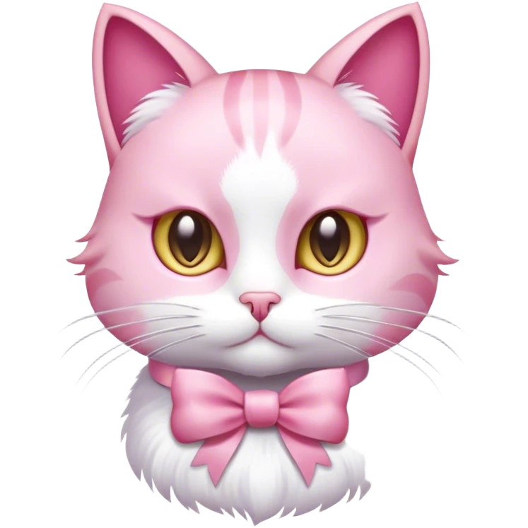 Pink cat with a white bow emoji