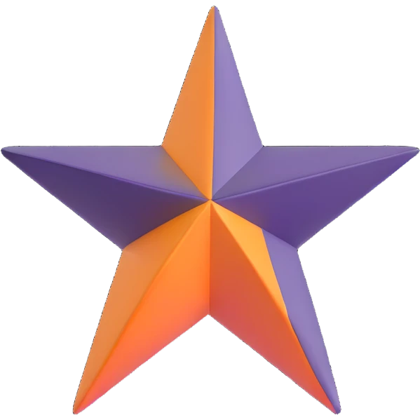 vibrant 4-pointed star, three-dimensional, cartoon style, white background, perspective view, highly saturated colors, detailed, floating in space, lively and dynamic emoji