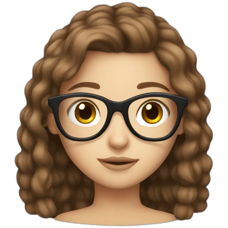 Cute white girl glasses brown hair emoji