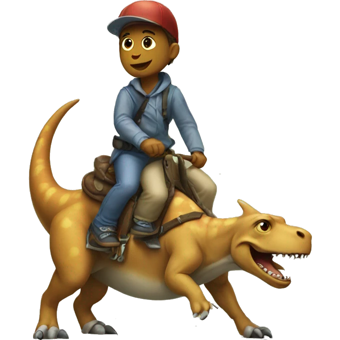 Dinosaur riding a dog emoji