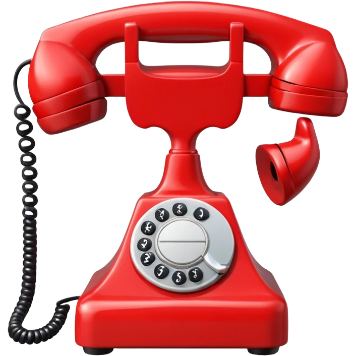 red analog telephone, glossy finish, bright saturated red, smooth curves, minimal details, clean and shiny
 emoji