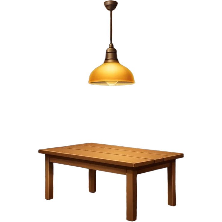 A dark room  with table and over light  emoji
