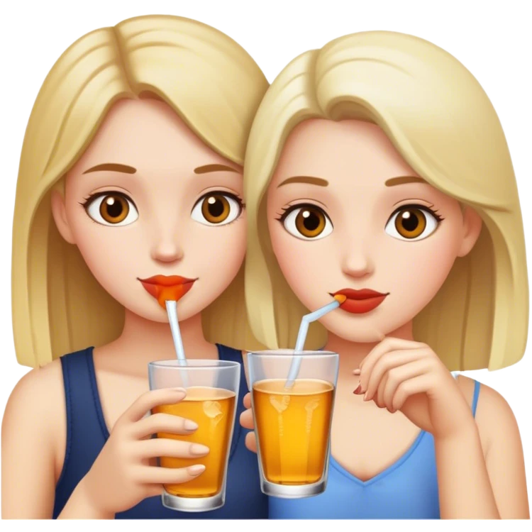 two girls drinking  emoji