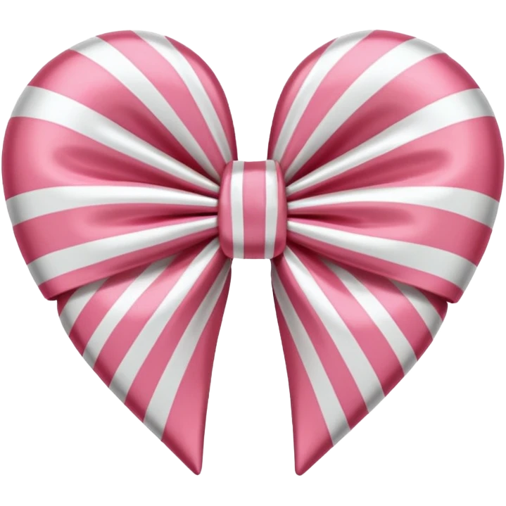 candy cane bow heart shape with light pink stripes and a satin bow emoji