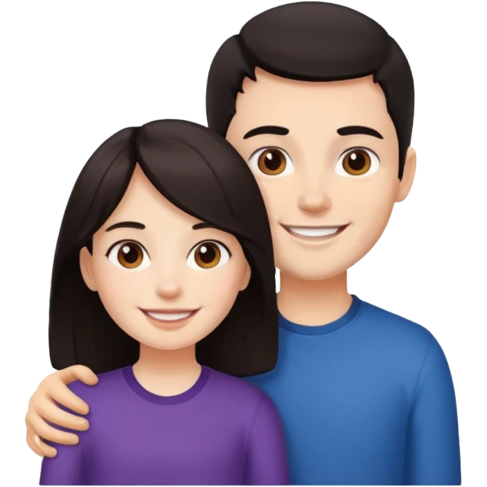 Brother ans sister, white skin, dark hair emoji
