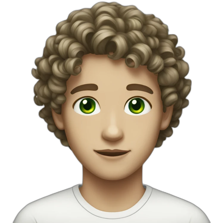 13 years old Boy Green eyes curly hair and white skin emoji