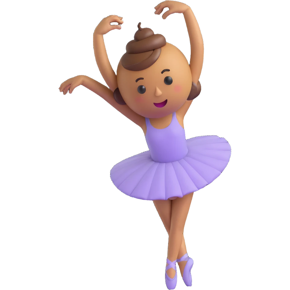 ballerina with a poop emoji head in back attitude pose emoji