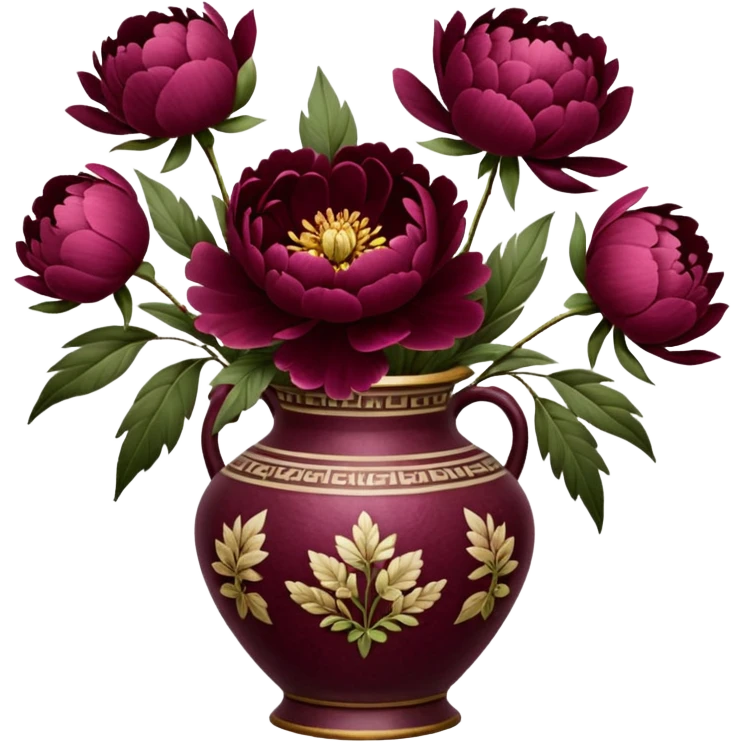 burgundy peonies in a vintage vase emoji