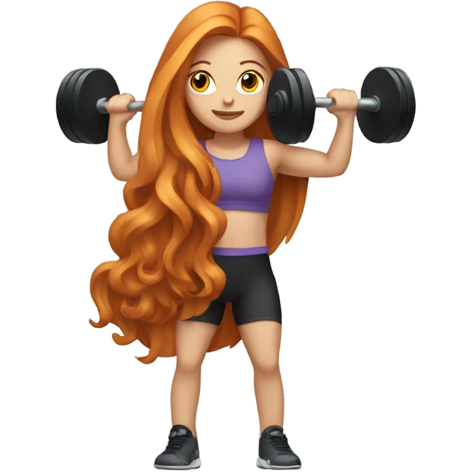  girl with long ginger hair lifting weights emoji