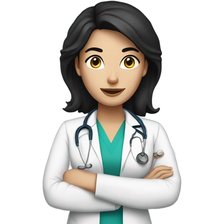 black hair Caucasian female doctor emoji
