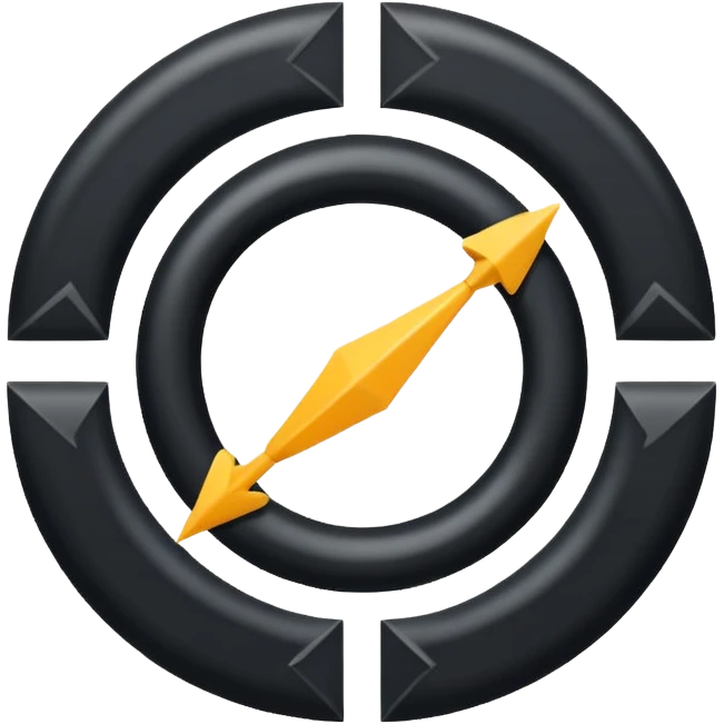 black diagram of circle expanding outward with arrows emoji