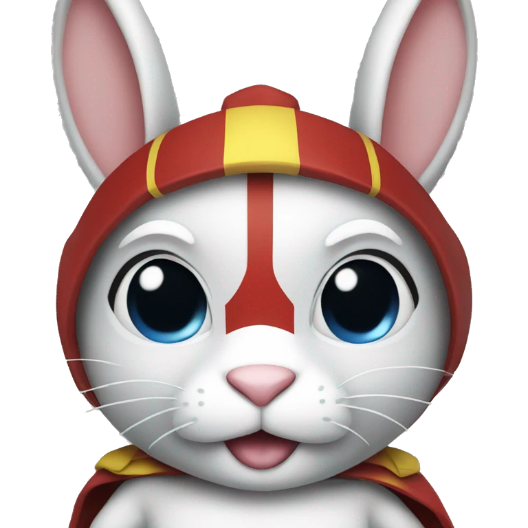 Rabbit dressed as funny super hero emoji