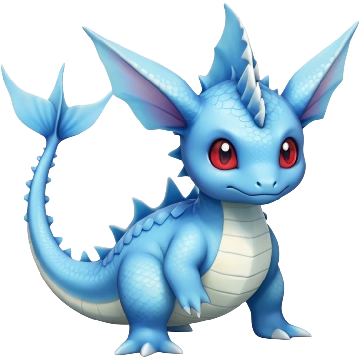 Edgy cool cute adorable Lapras-Vaporeon-creature-hybrid full body, four legs, red eyes,  emoji