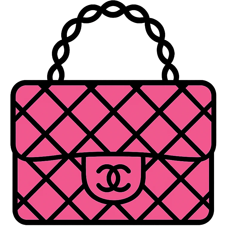 pink Chanel purse, clean lines emoji