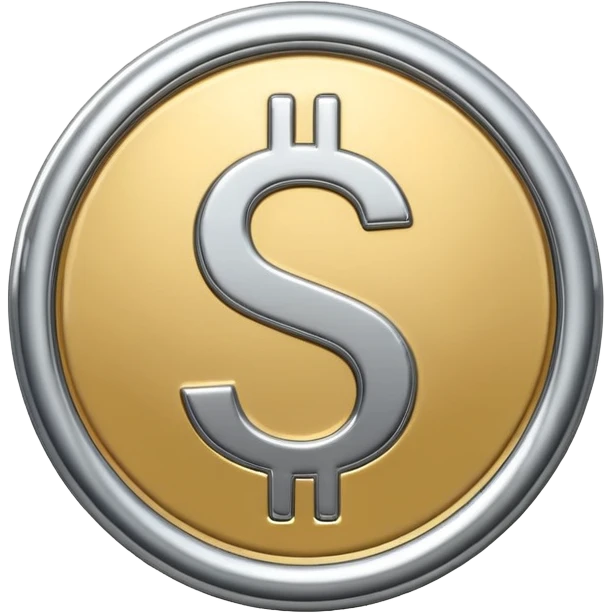 A double dollar sign emoji made of polished silver chrome, smooth metallic surface, glossy reflections, luxury swag vibe, minimal iOS emoji style, centered on white background emoji