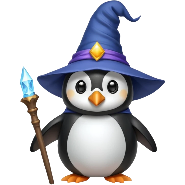 Penguin being a wizard emoji